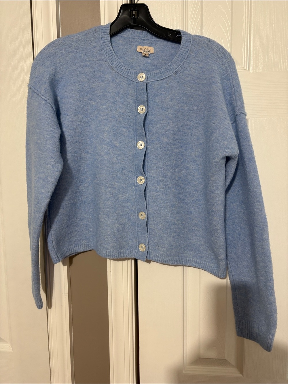 Pilcro Light Blue Button-Front Cropped Cardigan - Picture 2 of 6